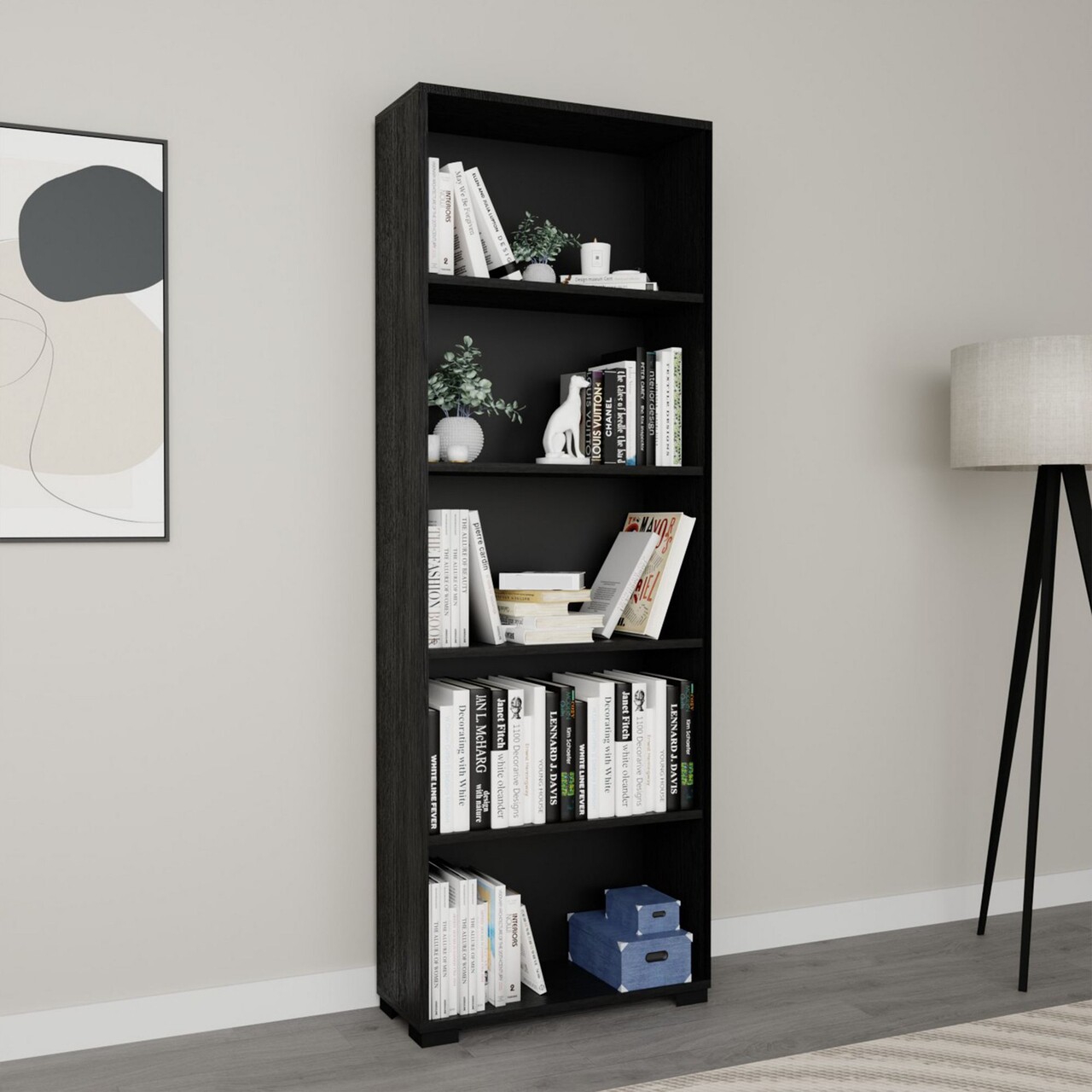Corp biblioteca, Hanah Home, Lucas 1600-113, 64x182x25 cm, Negru - imagine 7